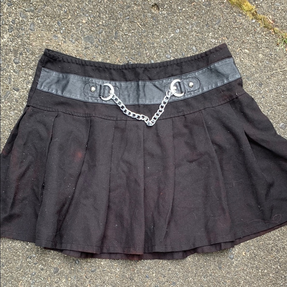 Black Pleated Skater Mini Skirt